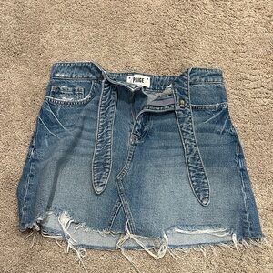 PAIGE Blue Denim Skirt with Frayed Hem